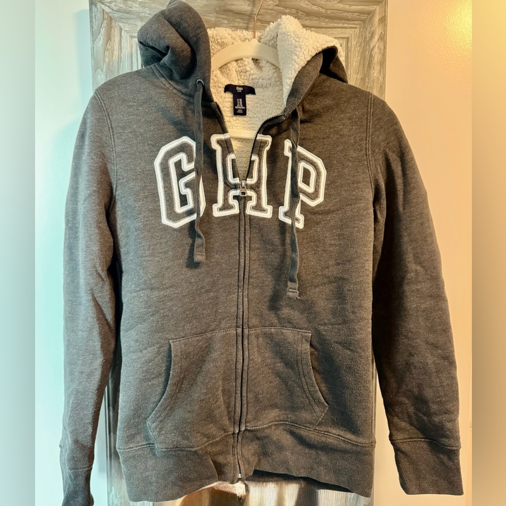 GAP Sherpa Lined Hoodie_Grey_Size XS